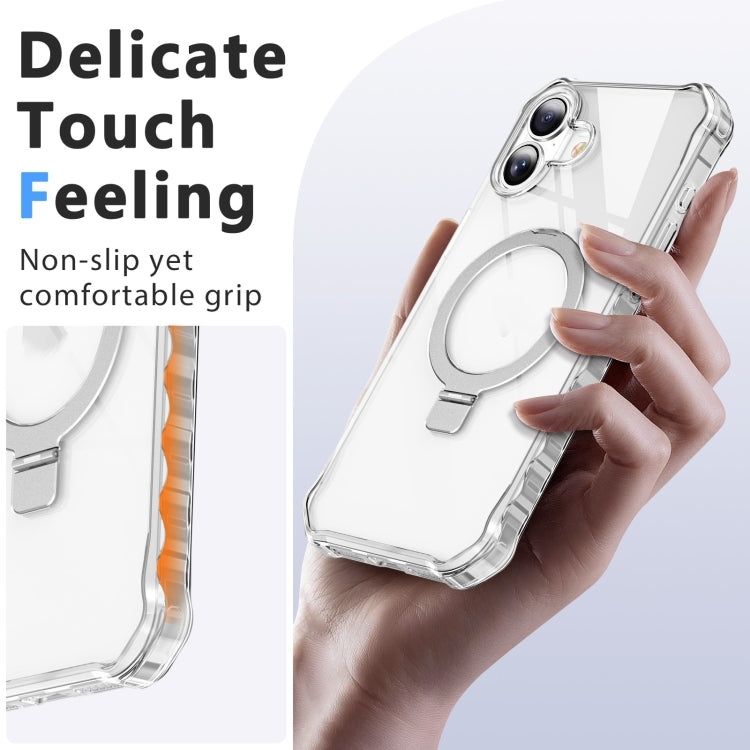 For iPhone 16 Clear Wave MagSafe Holder Phone Case(Transparent) - iPhone 16 Cases by buy2fix | Online Shopping UK | buy2fix