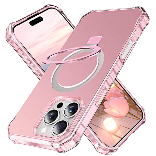 For iPhone 16 Pro Max Solid Color Wave MagSafe Holder Phone Case(Pink) - iPhone 16 Pro Max Cases by buy2fix | Online Shopping UK | buy2fix