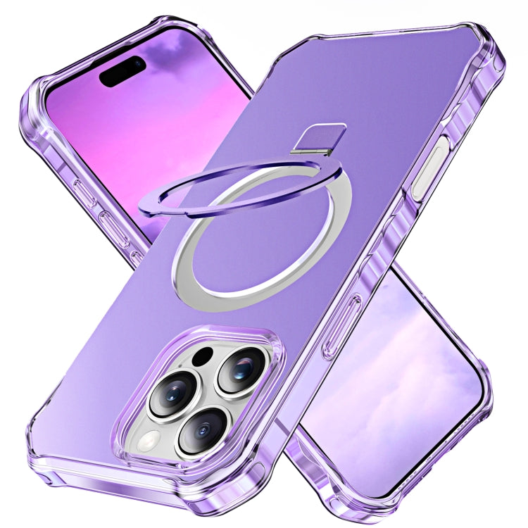 For iPhone 16 Pro Max Solid Color Wave MagSafe Holder Phone Case(Purple) - iPhone 16 Pro Max Cases by buy2fix | Online Shopping UK | buy2fix