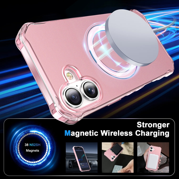 For iPhone 16 Solid Color Wave MagSafe Holder Phone Case(Pink) by buy2fix