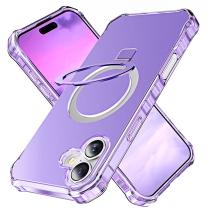 For iPhone 16 Solid Color Wave MagSafe Holder Phone Case(Purple) by buy2fix