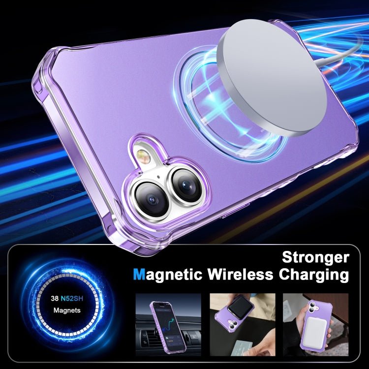 For iPhone 16 Solid Color Wave MagSafe Holder Phone Case(Purple) by buy2fix