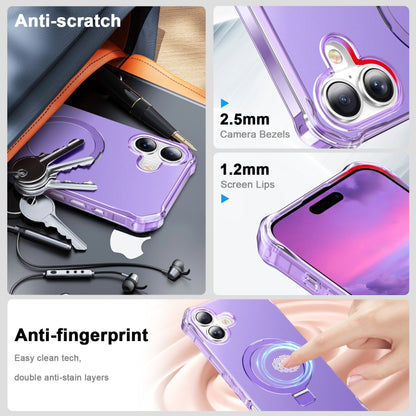 For iPhone 16 Solid Color Wave MagSafe Holder Phone Case(Purple) by buy2fix