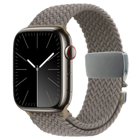 For Apple Watch 42mm / 9 41mm / 40mm / 38mm Metal Buckle Nylon Braided Watch Band(Taupe)