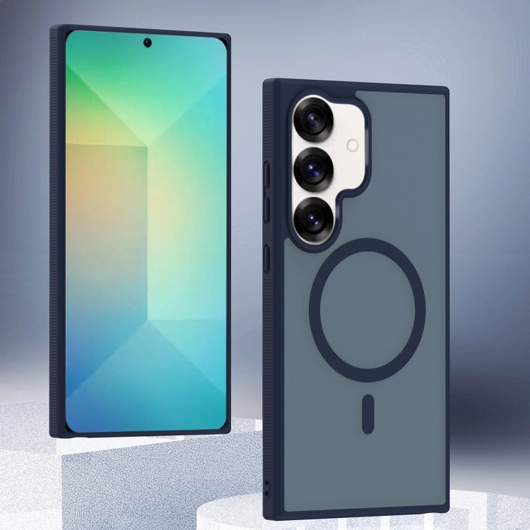 For Samsung Galaxy S25+ 5G Transparent TPU Hybrid PC Magsafe Phone Case(Blue) by buy2fix