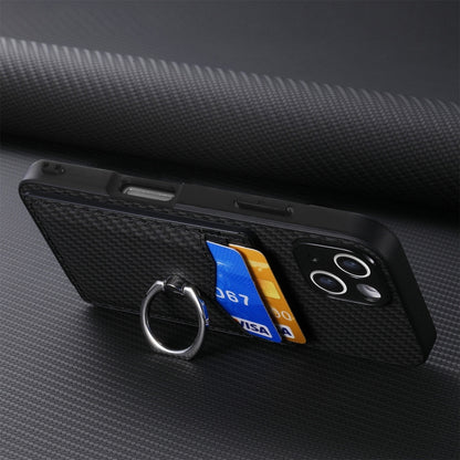 For iPhone 16 Plus Carbon Fiber Card Wallet Ring Phone Case(Black) by buy2fix