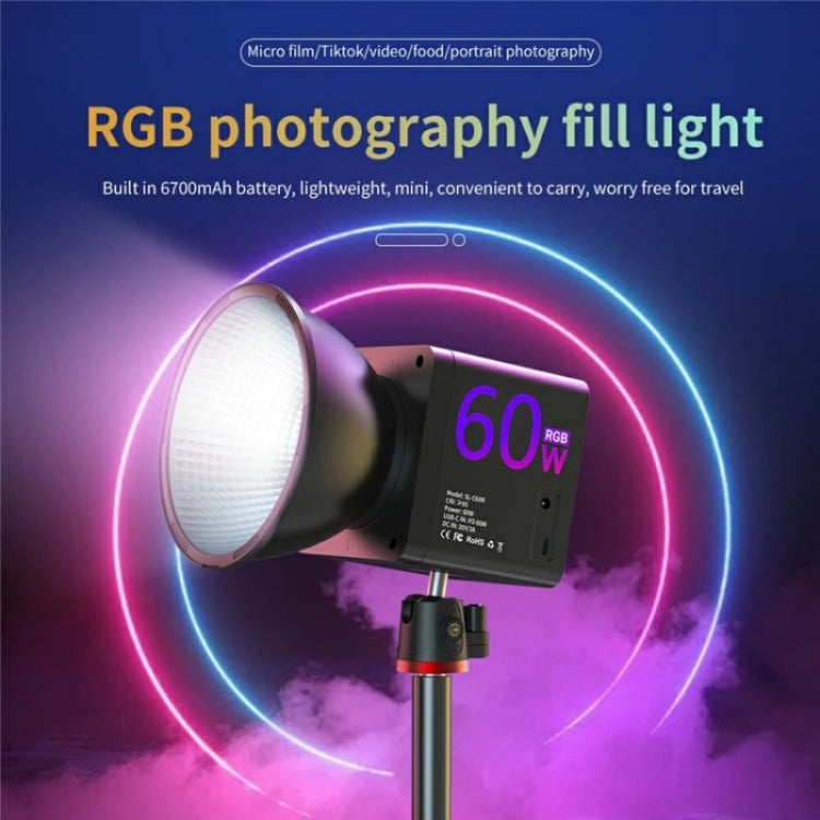 C60R 60W RGB Stage Lamp Professional Video Photography COB Fill Light, Plug:US Plug by buy2fix
