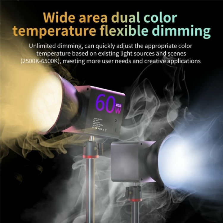 C60R 60W RGB Stage Lamp Professional Video Photography COB Fill Light, Plug:US Plug by buy2fix