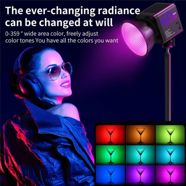 C60R 60W RGB Stage Lamp Professional Video Photography COB Fill Light, Plug:US Plug by buy2fix