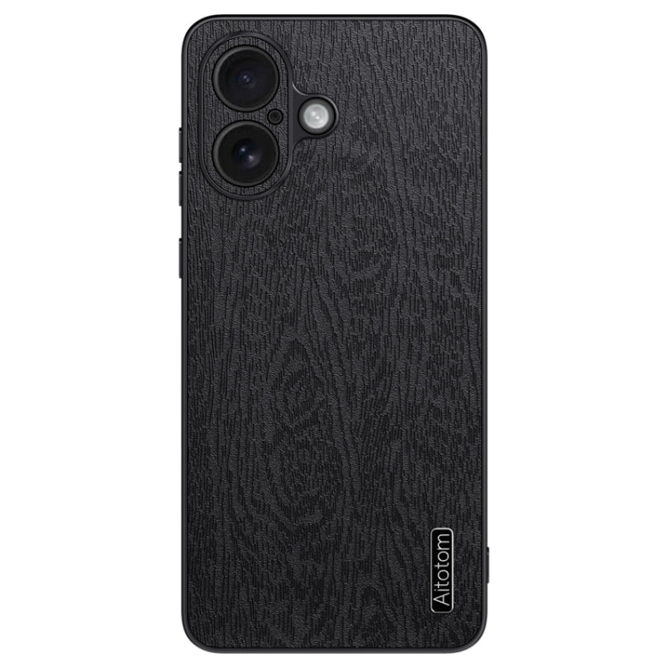 For iPhone 16 Tree Bark Leather Shockproof Phone Case(Black) - iPhone 16 Cases by buy2fix | Online Shopping UK | buy2fix