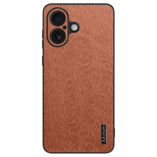 For iPhone 16 Tree Bark Leather Shockproof Phone Case(Brown) - iPhone 16 Cases by buy2fix | Online Shopping UK | buy2fix