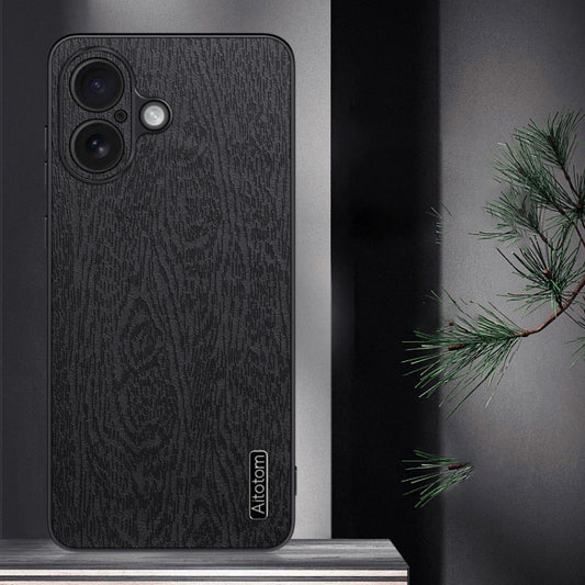 For iPhone 16 Tree Bark Leather Shockproof Phone Case(Brown) by buy2fix