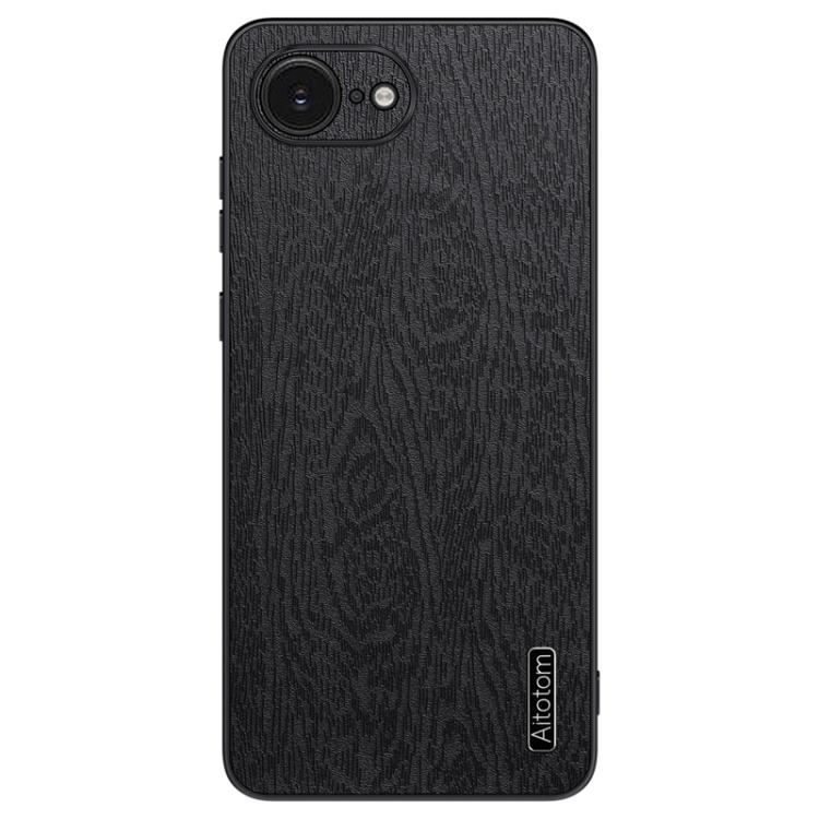 For iPhone 16e Tree Bark Leather Shockproof Phone Case(Black) - iPhone 16e Cases by buy2fix | Online Shopping UK | buy2fix
