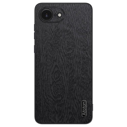 For iPhone 16e Tree Bark Leather Shockproof Phone Case(Black) - iPhone 16e Cases by buy2fix | Online Shopping UK | buy2fix