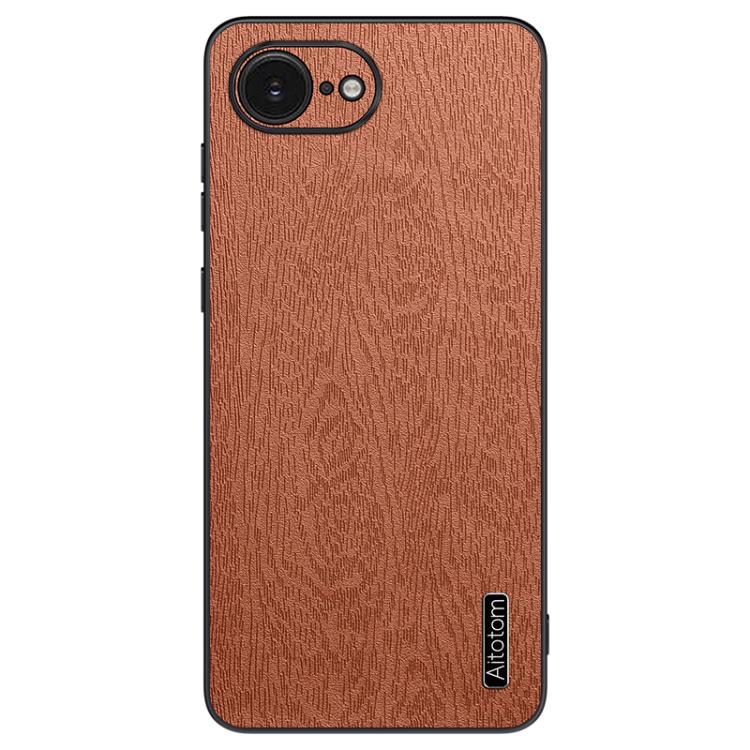 For iPhone 16e Tree Bark Leather Shockproof Phone Case(Brown) - iPhone 16e Cases by buy2fix | Online Shopping UK | buy2fix