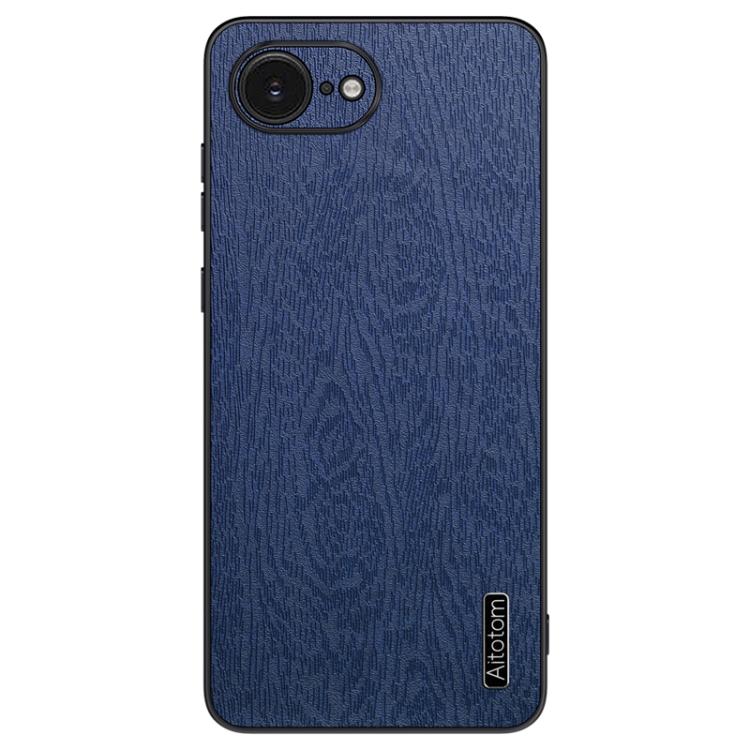 For iPhone 16e Tree Bark Leather Shockproof Phone Case(Blue) - iPhone 16e Cases by buy2fix | Online Shopping UK | buy2fix