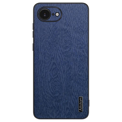 For iPhone 16e Tree Bark Leather Shockproof Phone Case(Blue) - iPhone 16e Cases by buy2fix | Online Shopping UK | buy2fix