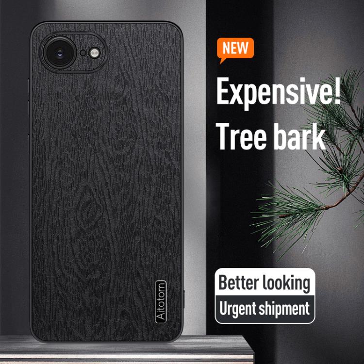 For iPhone 16e Tree Bark Leather Shockproof Phone Case(Blue) - iPhone 16e Cases by buy2fix | Online Shopping UK | buy2fix
