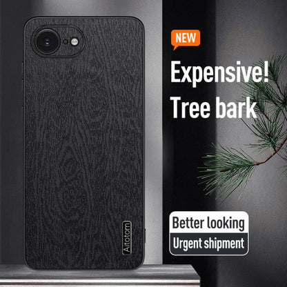 For iPhone 16e Tree Bark Leather Shockproof Phone Case(Blue) - iPhone 16e Cases by buy2fix | Online Shopping UK | buy2fix
