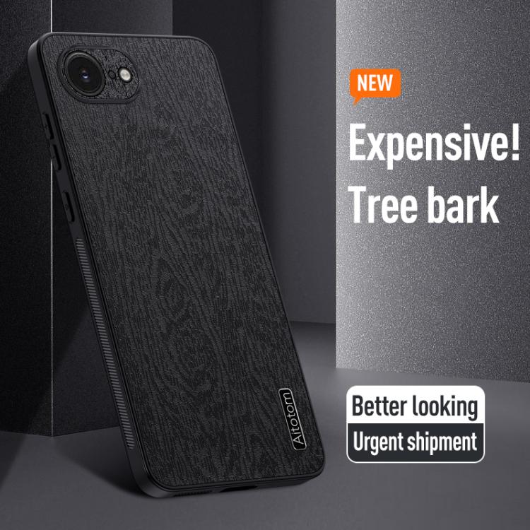 For iPhone 16e Tree Bark Leather Shockproof Phone Case(Blue) - iPhone 16e Cases by buy2fix | Online Shopping UK | buy2fix