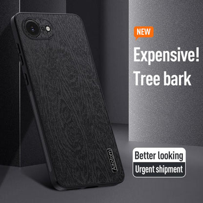 For iPhone 16e Tree Bark Leather Shockproof Phone Case(Blue) - iPhone 16e Cases by buy2fix | Online Shopping UK | buy2fix