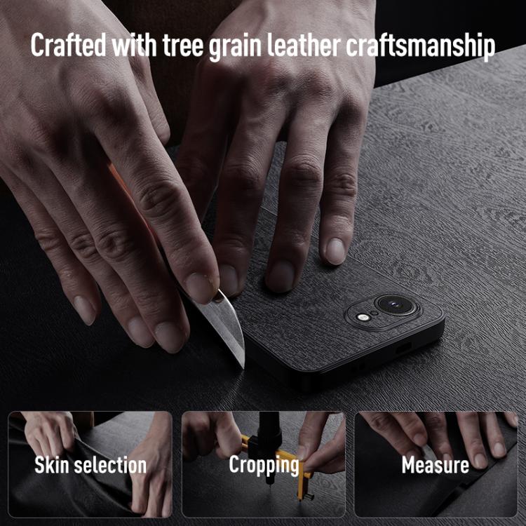 For iPhone 16e Tree Bark Leather Shockproof Phone Case(Blue) - iPhone 16e Cases by buy2fix | Online Shopping UK | buy2fix
