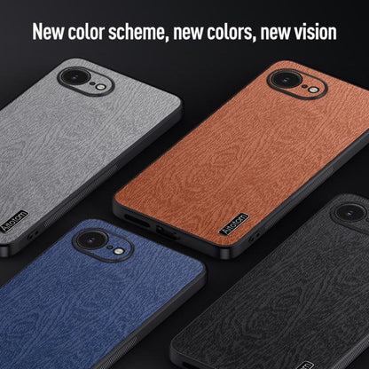 For iPhone 16e Tree Bark Leather Shockproof Phone Case(Blue) - iPhone 16e Cases by buy2fix | Online Shopping UK | buy2fix