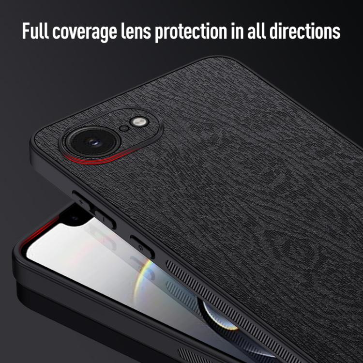 For iPhone 16e Tree Bark Leather Shockproof Phone Case(Blue) - iPhone 16e Cases by buy2fix | Online Shopping UK | buy2fix