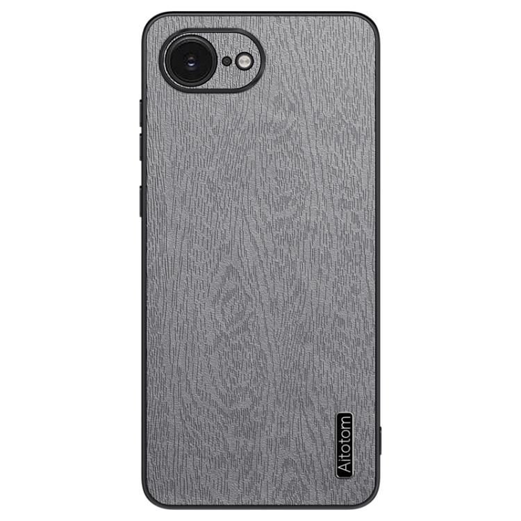 For iPhone 16e Tree Bark Leather Shockproof Phone Case(Grey) - iPhone 16e Cases by buy2fix | Online Shopping UK | buy2fix