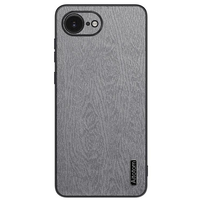For iPhone 16e Tree Bark Leather Shockproof Phone Case(Grey) - iPhone 16e Cases by buy2fix | Online Shopping UK | buy2fix