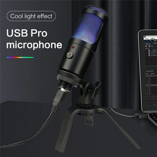 A6 USB Interface Laptop Recording Microphone with RGB Light by buy2fix