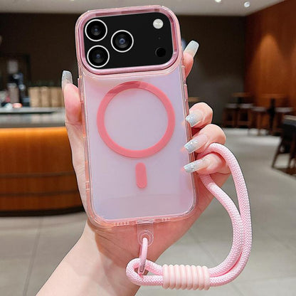 For iPhone 17 Pro Max Bright Shadow  Magsafe Discoloration Phone Case with Wrist Strap(Pink) - iPhone 17 Pro Max Cases by buy2fix | Online Shopping UK | buy2fix