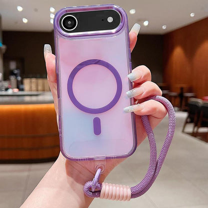 For iPhone Air Bright Shadow  Magsafe Discoloration Phone Case with Wrist Strap(Purple) - iPhone Air Cases by buy2fix | Online Shopping UK | buy2fix
