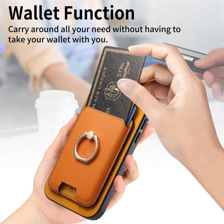 For iPhone 17 Retro Cross Leather Card Bag MagSafe Phone Case(Yellow) - iPhone 17 Cases by buy2fix | Online Shopping UK | buy2fix
