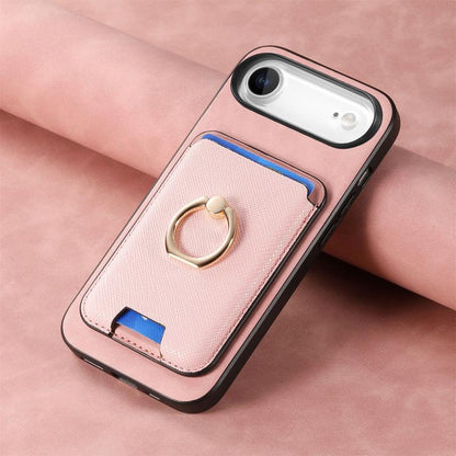 For iPhone Air Retro Cross Leather Card Bag MagSafe Phone Case(Pink) - iPhone Air Cases by buy2fix | Online Shopping UK | buy2fix