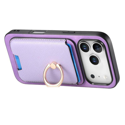 For iPhone 17 Pro Retro Cross Leather Card Bag MagSafe Phone Case(Purple) - iPhone 17 Pro Cases by buy2fix | Online Shopping UK | buy2fix