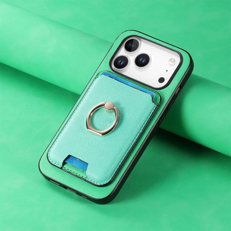 For iPhone 17 Pro Retro Cross Leather Card Bag MagSafe Phone Case(Green) - iPhone 17 Pro Cases by buy2fix | Online Shopping UK | buy2fix