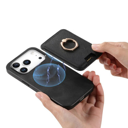 For iPhone 17 Pro Retro Cross Leather Card Bag MagSafe Phone Case(Black) - iPhone 17 Pro Cases by buy2fix | Online Shopping UK | buy2fix