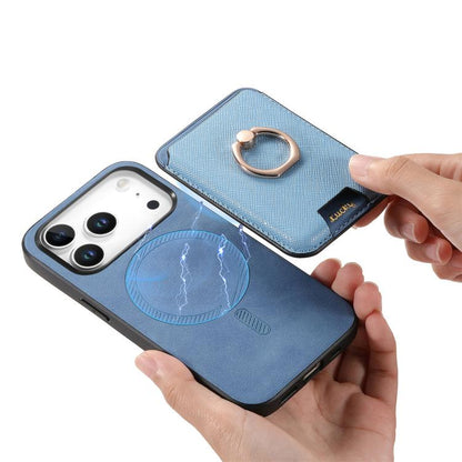 For iPhone 17 Pro Max Retro Cross Leather Card Bag MagSafe Phone Case(Blue) - iPhone 17 Pro Max Cases by buy2fix | Online Shopping UK | buy2fix