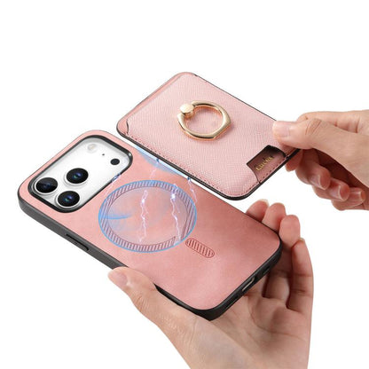 For iPhone 17 Pro Max Retro Cross Leather Card Bag MagSafe Phone Case(Pink) - iPhone 17 Pro Max Cases by buy2fix | Online Shopping UK | buy2fix