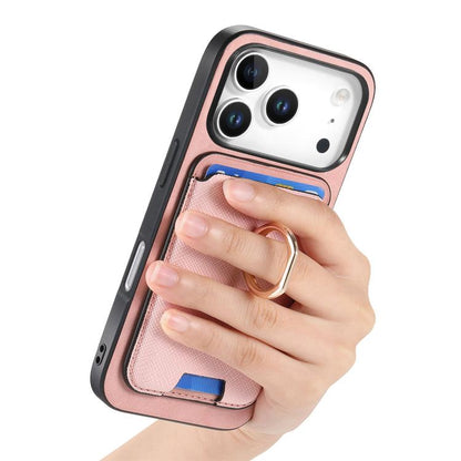 For iPhone 17 Pro Max Retro Cross Leather Card Bag MagSafe Phone Case(Pink) - iPhone 17 Pro Max Cases by buy2fix | Online Shopping UK | buy2fix