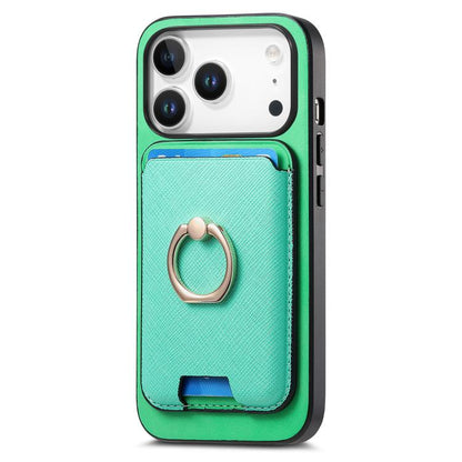 For iPhone 17 Pro Max Retro Cross Leather Card Bag MagSafe Phone Case(Green) - iPhone 17 Pro Max Cases by buy2fix | Online Shopping UK | buy2fix