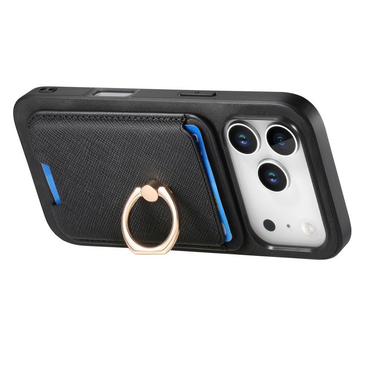 For iPhone 17 Pro Max Retro Cross Leather Card Bag MagSafe Phone Case(Black) - iPhone 17 Pro Max Cases by buy2fix | Online Shopping UK | buy2fix