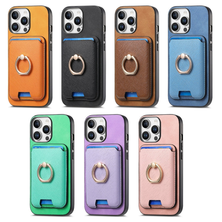 For iPhone 17 Retro Cross Leather Card Bag MagSafe Phone Case(Purple) - iPhone 17 Cases by buy2fix | Online Shopping UK | buy2fix