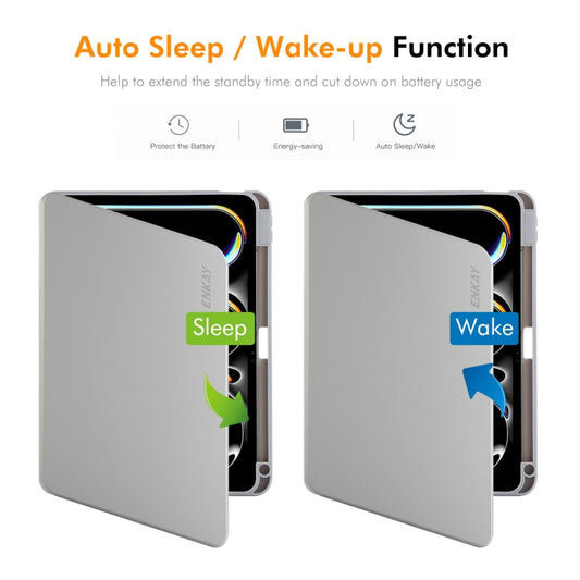 For iPad Pro 12.9 2022/ Air 13 2025 / 2024 ENKAY 360 Rotation TPU Leather Smart Tablet Case with Pen Slot(Beige) by ENKAY