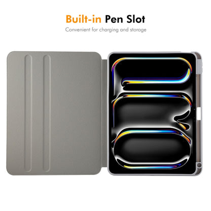 For iPad Air 11 2024 / 2025 / Air 10.9 2022 ENKAY 360 Rotation TPU Leather Smart Tablet Case with Pen Slot(Grey) by ENKAY