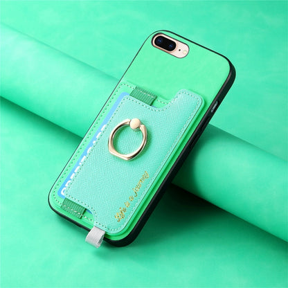 For iPhone X / XS Retro Magsafe Cross Leather Ring Holder Card Bag Phone Case(Green) - More iPhone Cases by buy2fix | Online Shopping UK | buy2fix