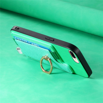 For iPhone X / XS Retro Magsafe Cross Leather Ring Holder Card Bag Phone Case(Green) - More iPhone Cases by buy2fix | Online Shopping UK | buy2fix