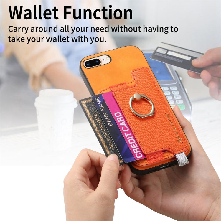 For iPhone XS Max Retro Magsafe Cross Leather Ring Holder Card Bag Phone Case(Yellow) - More iPhone Cases by buy2fix | Online Shopping UK | buy2fix