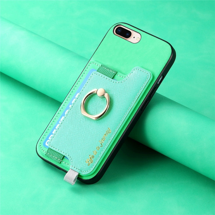 For iPhone XS Max Retro Magsafe Cross Leather Ring Holder Card Bag Phone Case(Green) - More iPhone Cases by buy2fix | Online Shopping UK | buy2fix
